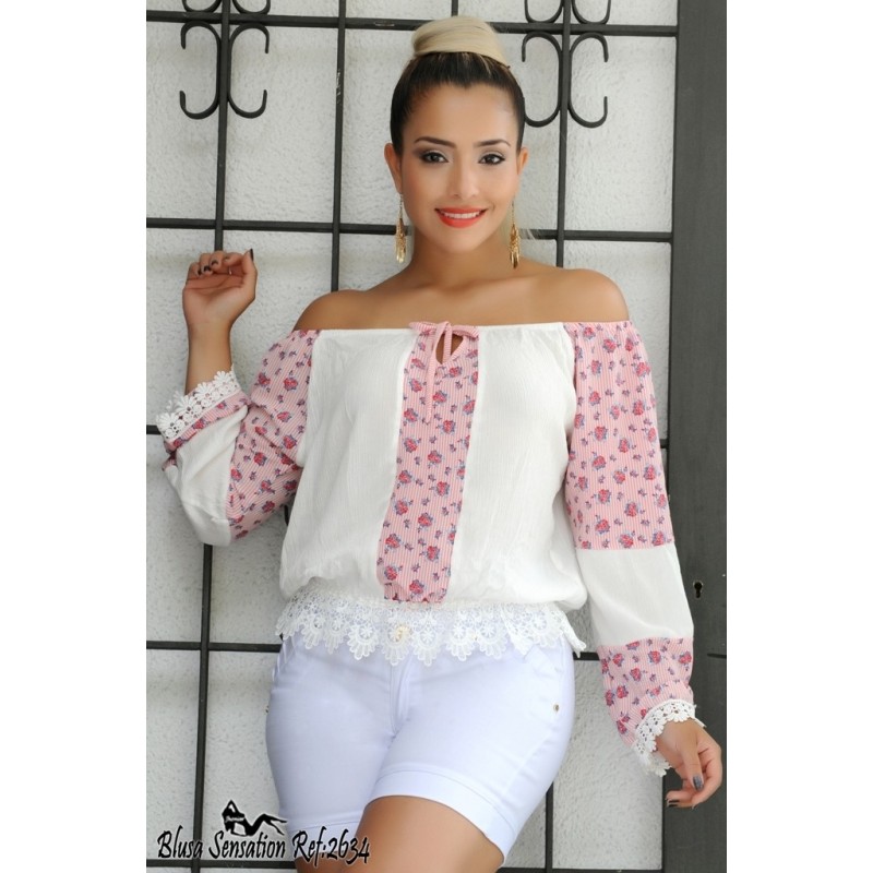 Ropa-Mujer _Blusa cuello bandeja con puntilla _Jhonier